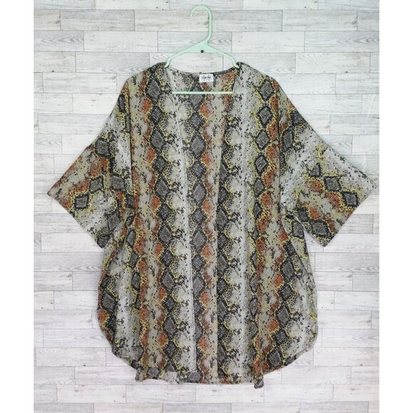 Texas True Threads Snake Print Open Front Drape Top Blouse Size Large L Western - Picture 1 of 6